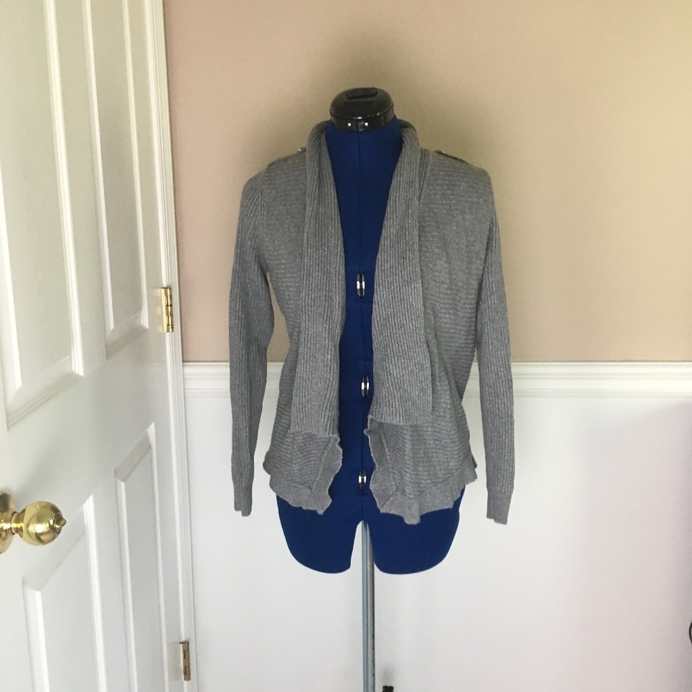 Whbm Womens S Grey Cardigan Open Front Wool Blend - image 1